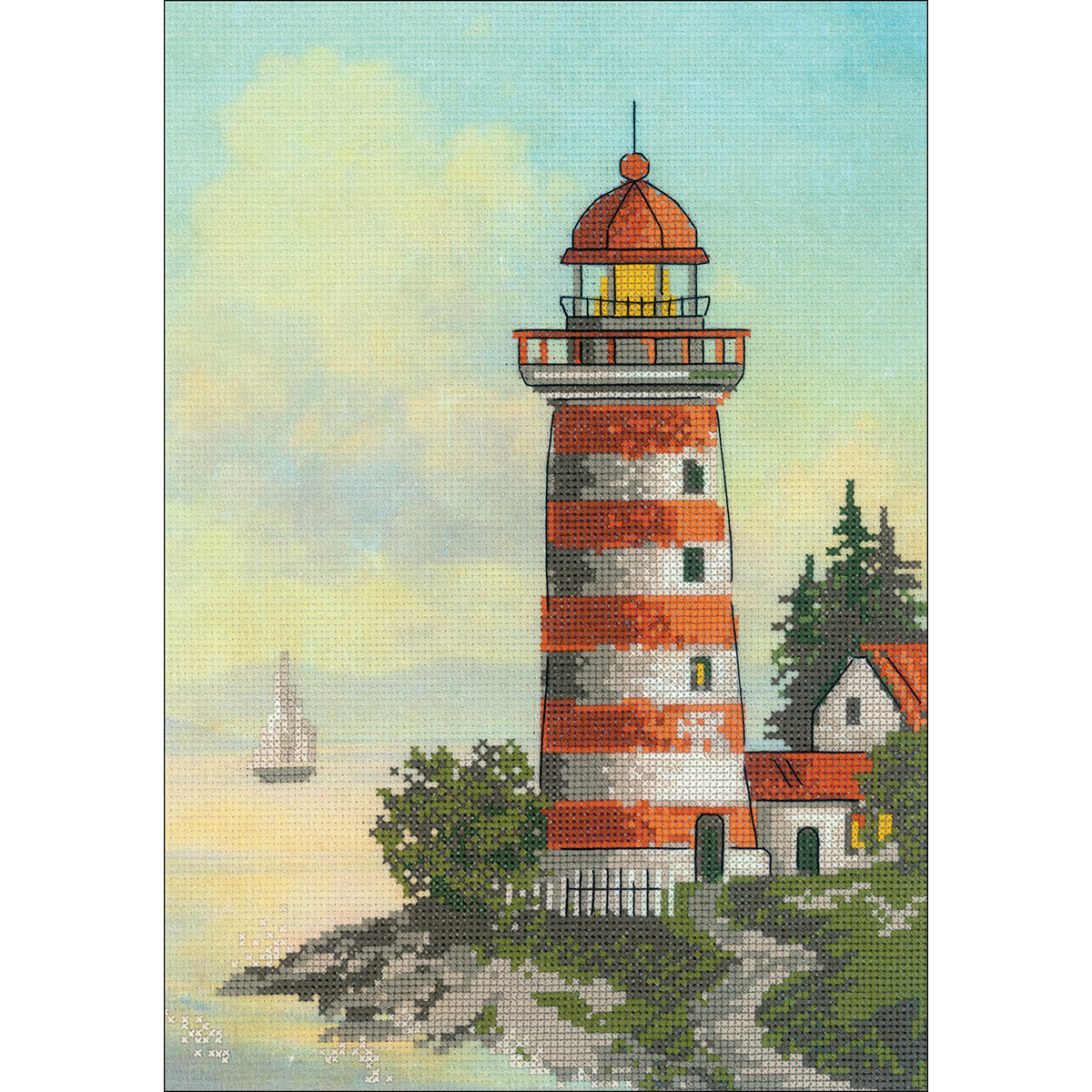 Lighthouse Stamped Cross Stitch Kit8.25"X11.75" 14 Count