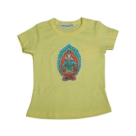 Girls Yellow Top Cool Island Girls Cotton Short Sleeve T-shirt Logod Tee Shirt Top - 4 Colors, 9626 yellow / 6 ()