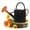 Black & Orange, variant on Plexon 1 Gallon Metal Watering Can Outdoor, Flower Plant Gardening Garden Large Galvanized Watering Can Pot Pitcher, Steel Black Handles and Removable Spray Spout, Silver