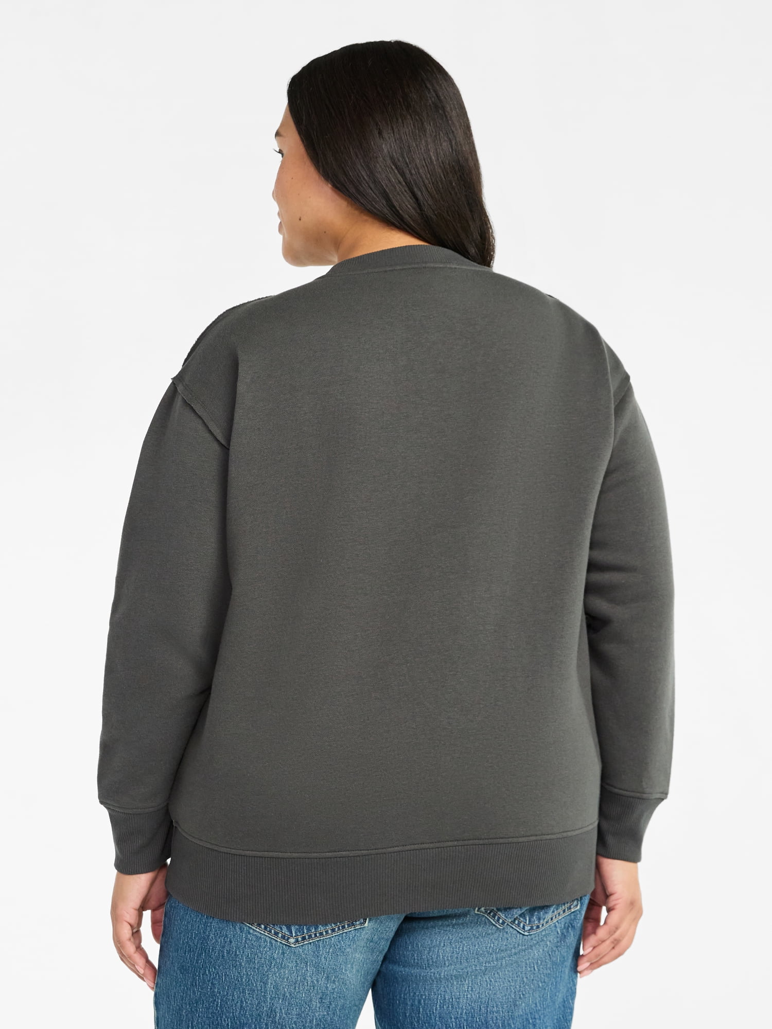 Terra & Sky Women's Plus Size Big Sky Midwest Graphic Sweatshirt with Long Sleeves, Sizes 0X-4X