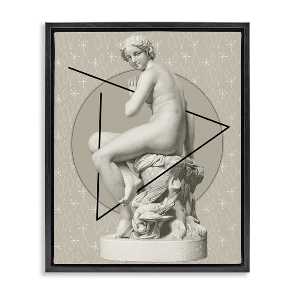 Stupell Industries Modern Geometric Classical Statue Black Floating Frame Canvas Art, 17 x 21, by Regina Moore