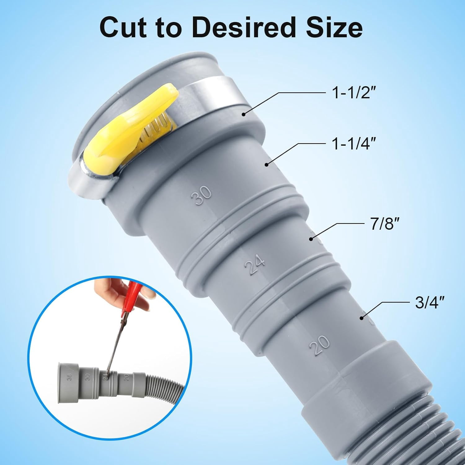 Washing Machine Drain Hose, 3.2 ft Flexible Washer Drain Hose Extension, Universal Dishwasher Hose Extension Kits Corrugated Washer Hoses W/ 1 Hose 4 Clamps 1 U-Bend Holder