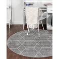thumbnail image 2 of Unique Loom 3151516 3 x 3 ft. Geometric Trellis Frieze Round Rug, Light Gray, 2 of 15