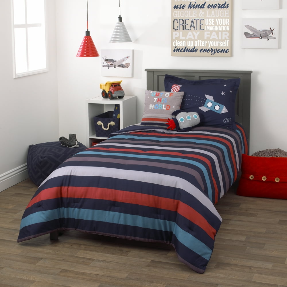 Everything Kids Out of this World Navy and Orange 2 Piece Twin Bedding