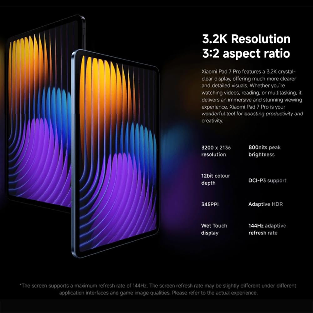 XIAOMI Pad 7 Pro Ai WiFi Version (No Calls or Text) 11.2" 3.2K 144Hz 8850mAh Four Speakers 50 MP (Green, 256GB + 8GB)