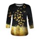 thumbnail image 4 of ICHUANYI Clearance Women's Fashion Printed T-shirt 3/4 Sleeves Blouse Round Neck Casual Tops(Yellow, XL) ICHUANYI WER2023080810984, 4 of 5