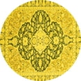 thumbnail image 1 of Ahgly Company Machine Washable Indoor Round Geometric Yellow Traditional Area Rugs, 8' Round, 1 of 4