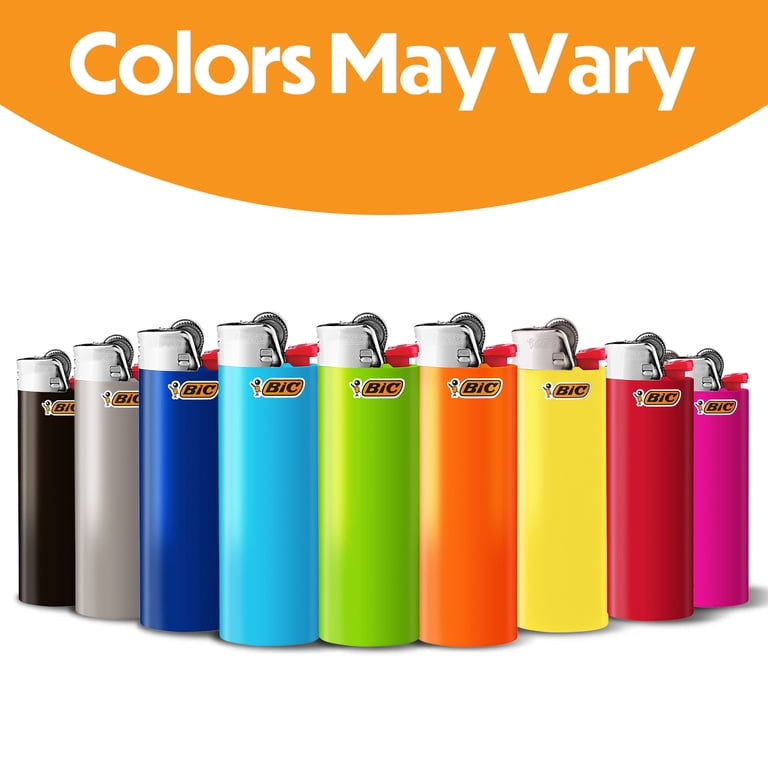 BIC Maxi Pocket Lighter, Classic Collection, Assorted Dark Blue, Red, Gray, Light Blue, Pink, Black and Purple Unique Lighter Colors, 100 Count Tray