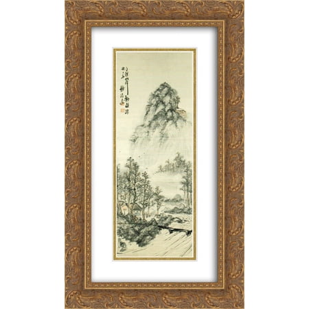 Tomioka Tessai 2x Matted 14x24 Gold Ornate Framed Art Print 'Landscape'