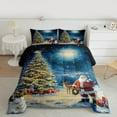 thumbnail image 2 of Manfei Teens Santa Claus Queen Comforter Set, Glitter Christmas Tree Bedding Comforter Set, Mystic Starry Sky Reversible Bedding Set, Ultra Soft Home Decor, 3pcs, 2 of 8