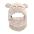 thumbnail image 4 of UngA Girls' 3-in-1 Beanie Hat with Scarf & Mask, Fleece-Lined Winter Ear Muff Beanie for Cold Weather (Beige,3-10 Years), 4 of 7
