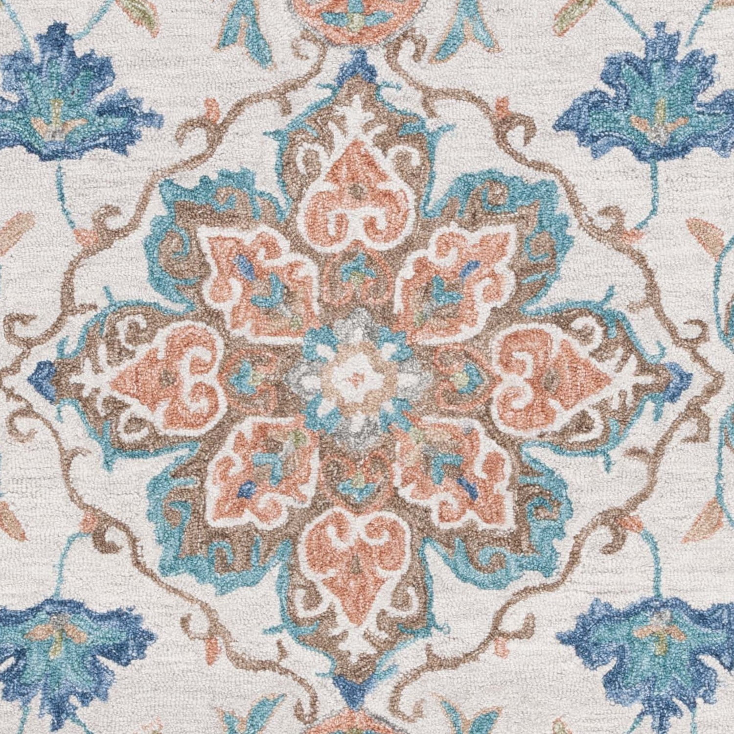 SAFAVIEH Blossom Vernon Floral Area Rug, Beige/Blue, 6' x 6' Round