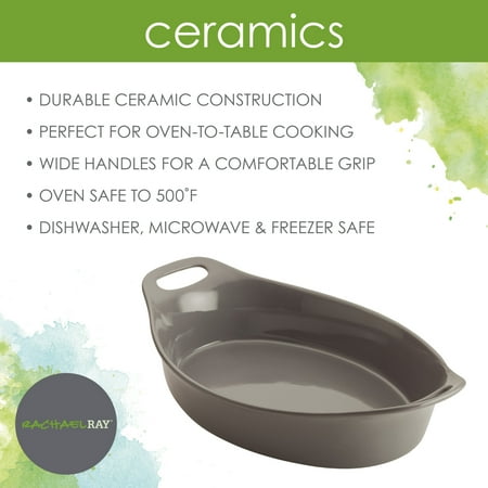 Rachael Ray - 2-Piece Oval Ceramics Au Gratin Set - Gray