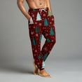 thumbnail image 4 of Wutalume Men's Drawstring Pocket Cuffed Casual Pants with Christmas Print, Ideal for Home Sleep and Lounge Wear, Featuring Elastic Waistband and Comfortable Fabric,Wine M, 4 of 7