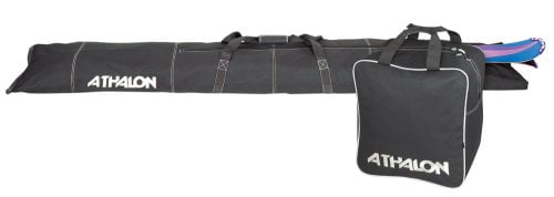 Two-Piece Ski and Boot Bag Combo (Black, 185cm), Polyester By Athalon Ship from US by