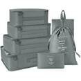 thumbnail image 1 of 7 Set Packing Cubes Travel Organizer Set Fordable Compression Suitcase Packing Cubes Waterproof Luggage Organizer with Shoe Bag & Laundry Bag,Grey, 1 of 6