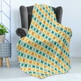 thumbnail image 4 of Geometric Soft Flannel Fleece Throw Blanket, Abstract Colorful Pattern Circular and Diamond Shaped Cubic Print, Cozy Plush for Indoor and Outdoor Use, 50" x 60", Yellow and Blue, by Ambesonne, 4 of 5