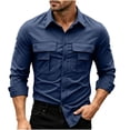 thumbnail image 2 of Men's Tactical Shirt, Long Sleeve Quick-Dry Work Shirt With Ventilation & Multi-Pockets, Outdoor Casual Tactical Clothing Blue 4XL, 2 of 9