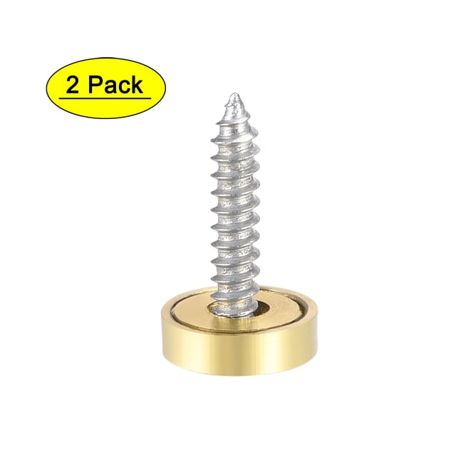 Uxcell Tornillos de Espejo de 12 mm Tapas Decorativas Clavos Cubierta Pulido Oro 2Pack