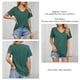 thumbnail image 5 of Bienvenido, camiseta para mujer, manga corta, cuello en V, color puro, informal, para uso diario, para ir al trabajo, compras, verde oscuro, XL, 5 of 6