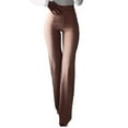 thumbnail image 2 of Pantalon Évasé pour Femmes Uni à Haute Élasticité Polyester Blanc P, 2 of 7