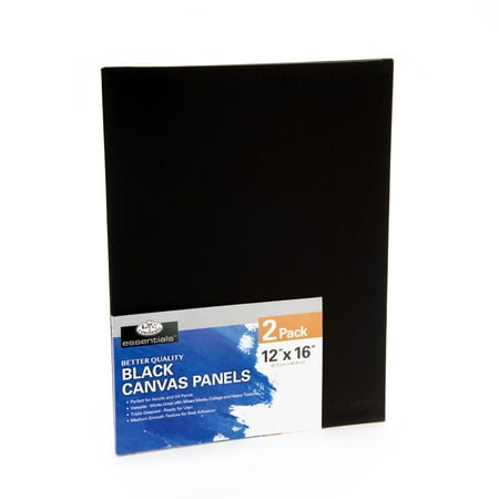 Royal & Langnickel Essentials 12 x16  Black Canvas Panels  2Pk