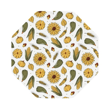 

Giroia Cartoon Corn Pumpkin Sunflower Coasters Leather Coasters Set of 6 Coaster for Drinks Octagon