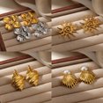 thumbnail image 2 of NICKSUN 18K Gold Plated Statement Earrings For Women, Sun Flowers Conch Shell Earring Large Stud Earrings Hypoallergenic Stud, 2 of 9