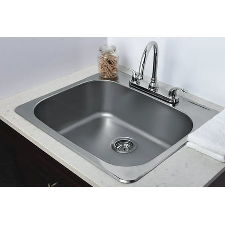 American Imaginations 25-in. W CSA Approved Chrome Laundry Sink With Stainless Steel Finish And 18 Gauge