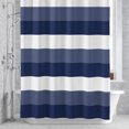 thumbnail image 4 of Navy Blue and White Striped 36x72 Inches Waterproof Shower Curtain, Abstract Ombre Geometric Bath Curtain Set with 12 Hooks Washable Shower Curtains for Bathroom Bathtub Decor, 4 of 9