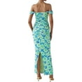 thumbnail image 5 of PRETTYGARDEN Women's Floral Maxi Dress 2025 Summer Off Shoulder Mesh Elegant Cocktail Party Ruched Bodycon Dresses, 5 of 8