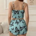 thumbnail image 4 of Women's Soft 2-Piece Sleeveless Camisole and Shorts Pajama Set Butterfly Print Loungewear Green Size L, 4 of 6