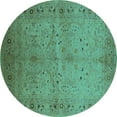 thumbnail image 1 of Ahgly Company Machine Washable Indoor Round Oriental Turquoise Blue Industrial Area Rugs, 3' Round, 1 of 4