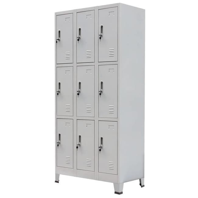 vidaXL Locker with 9 Compartments Steel 35.4"x17.7"x70.9" Gray