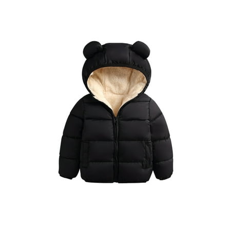 

Kids Baby Boy Girl Winter Hooded Clothes Zipper Hoodie Coat Solid Color Long Sleeve Plush Warm Jacket