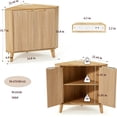 thumbnail image 2 of Fluted Corner Cabinet with Power, Small Corner Accent Cabinet with Storage, Adjustable Shelve, Space Saving Sideboard, Multifunctional Organizer for Living Room, Kitchen, Bathroom (Natural), 2 of 7