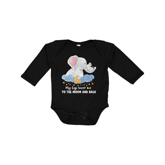 Inktastic My Gigi Loves Me to the Moon and Back Elephant Family Boys or Girls Long Sleeve Baby Bodysuit