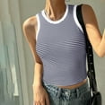 thumbnail image 2 of ZQUUVOU Tank Top For Women Crew Neck Striped Casual Summer Blouses (Navy,M), 2 of 4