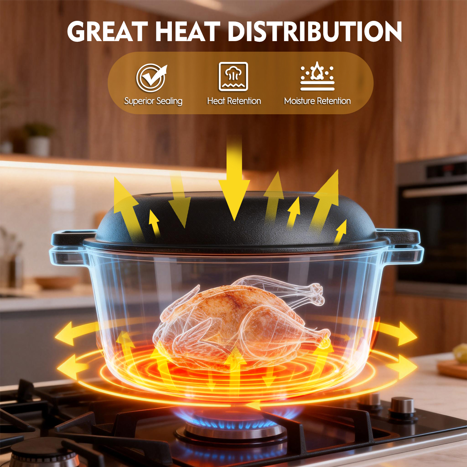 TAIMASI 5-Qt Cast Iron Dutch Oven with Reversible Skillet Lid photo 6