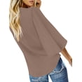 thumbnail image 4 of luvamia Women's Casual V Neck Tops 3/4 Sleeve Tie Knot Blouses for Work Size S Pecan Brown, 4 of 4