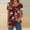 #020-Wine, variant on Warop Women's Ruffle Blouse, Loose Fit with Random Print, Short Sleeve Round Neck Button Front for Casual and Daily Wear