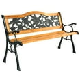 thumbnail image 1 of Topbuy Garden Cast Iron Bench Porch Path Loveseat Hardwood Chair for Patio Park, 1 of 9