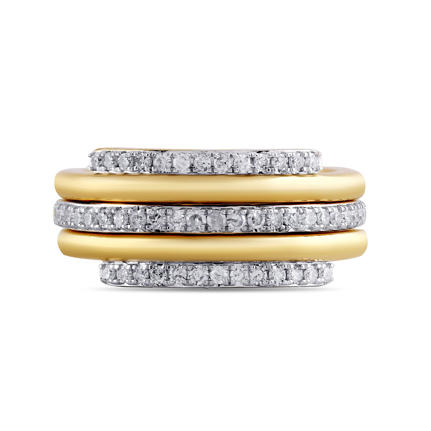 Brilliance Fine Jewelry 14KT Gold-Plated Sterling Silver 3/8ct Lab Grown Diamond Stack Ring
