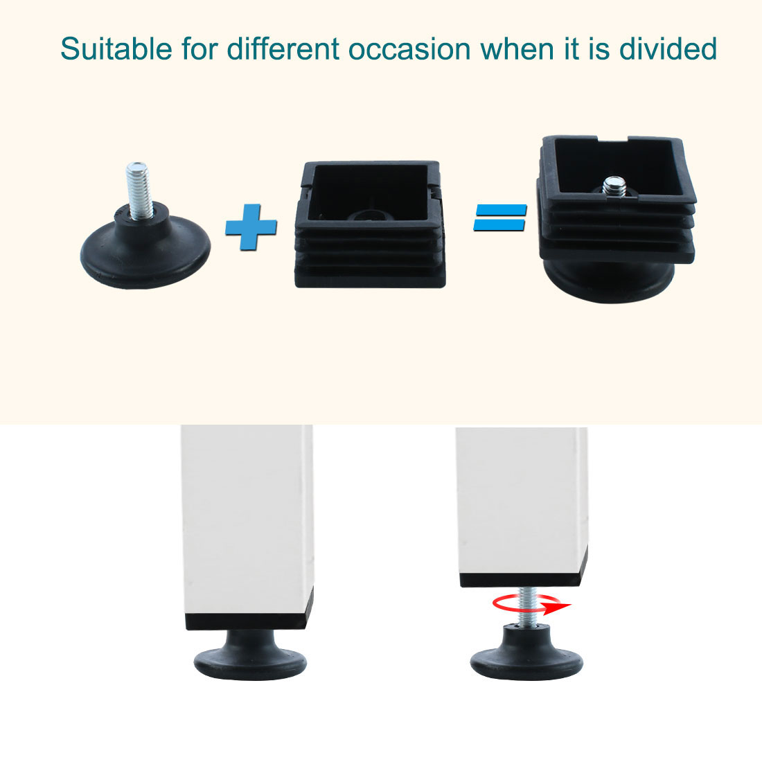 Unique Bargains 10 Sets 38mm Base Dia Adjustable Leveling Foot 38mmx38mm Square Insert Kit