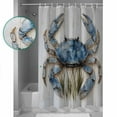 thumbnail image 3 of Small Stall Shower Curtain 36x78 Inch Narrow Half Size Blue Crab Coastal Bath Curtains Bathroom Decor Vintage Beach Nautical Coral Sea Waterproof Fabric Shower Curtain Set with Hooks 36 Inch, 3 of 6