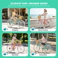 thumbnail image 6 of Korimefa 24 inch Beach Cruiser Bike, Comfortable City Bicycle with Shimano 7-Speed Gearing, Front & Rear V-Brakes, Basket & Rear Rack, for Teen Girls Ages 7+, Green, 6 of 13