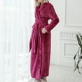 thumbnail image 5 of Homgro Women's Plush Long Robe Soft Cozy Long Sleeve Full Length Fuzzy Fleece Bathrobe Spa Hot Tub Hotel Bath Belted Winter Fluffy Maternity Warm Kimono Pocket Rose Small-Medium, 5 of 5