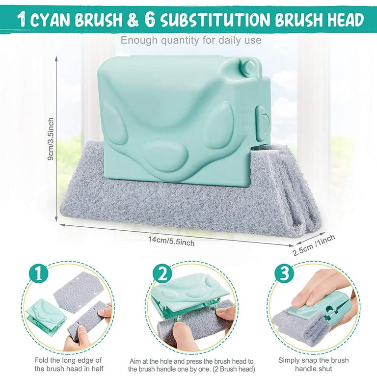 Creative Window Groove Cleaning Brush, Hand-Held Crevice Cleaner Tools, Fixed Brush Head Design Scouring Pad Material for Door, Window Slides and Gaps