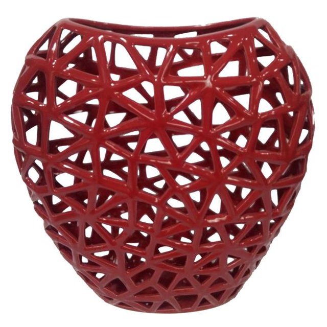 Plutus Brands PBTH93139 Porcelain Ceramic Pierced Vase, Red