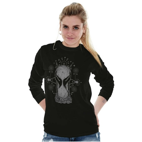 Hourglass Hands Crystal Ball Celestial Women Plus Size Long Sleeve Graphic Tee Brisco Brands 2X